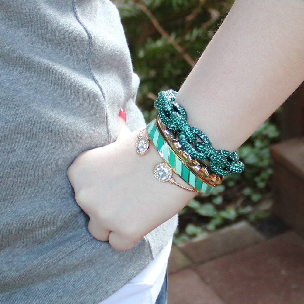 BaubleBar Pave Link Bracelet Green